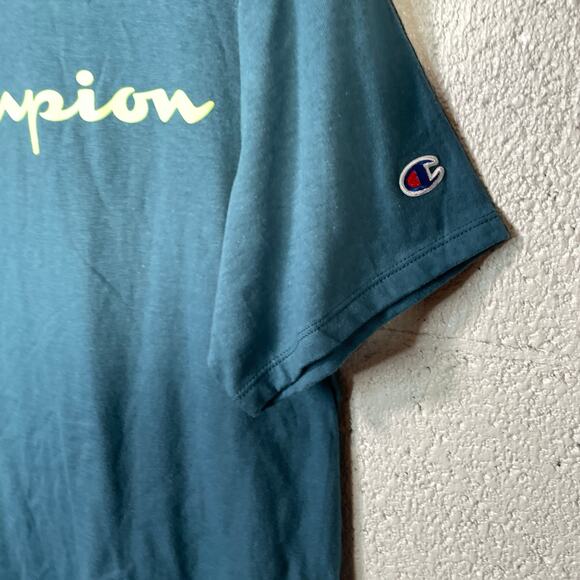 Champion Men's Graphic Jersey Script logo T-Shirt Aqua, Medium - Picture 4 of 7